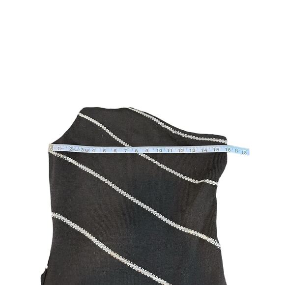St. John Dress Size 6 Evening VTG Black Silver One Shoulder Santana Knit Maxi - Picture 11 of 12